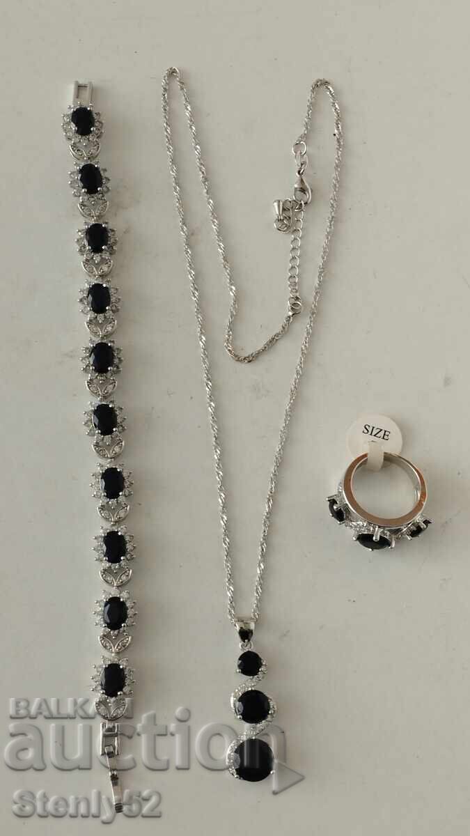 Επιχρυσωμένο σετ με πέτρες: κολιέ, βραχιόλι, δαχτυλίδι - 6