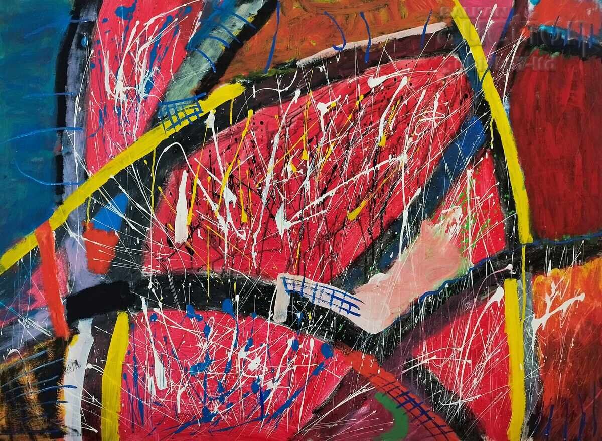 Painting, composition, Bulgarian author, 1990s. Painting, composition, Bulgarian author, 1990s.