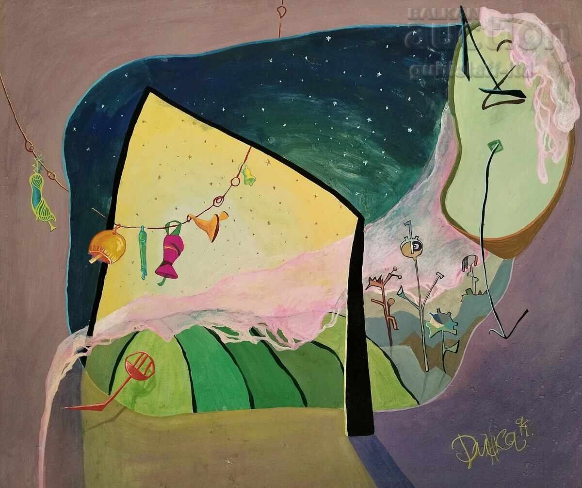 Painting, surrealism, signed "Dinka", 1994 Painting, surrealism, signed "Dinka", 1994