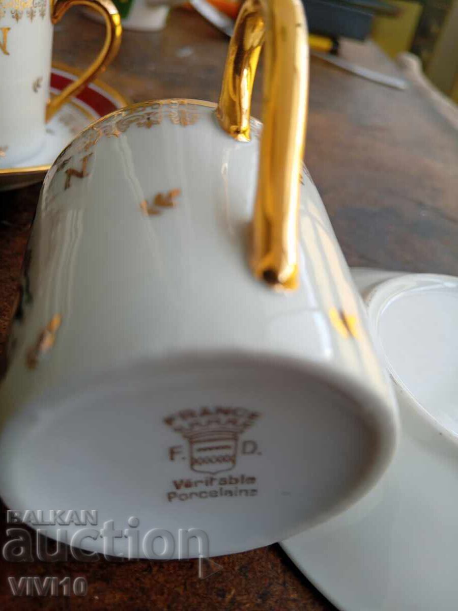 2 gorgeous Napoleon porcelain cups France - 5