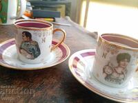 2 gorgeous Napoleon porcelain cups France