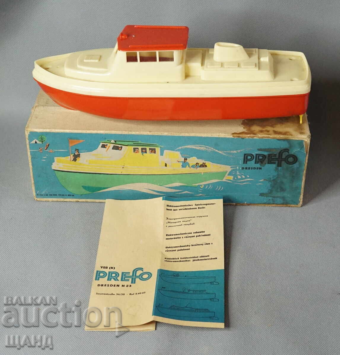 PREFO Παλαιο γερμανικό πλαστικό μοντέλο παιχνιδιών σκάφος με κουτί PREFO Παλαιο γερμανικό πλαστικό μοντέλο παιχνιδιών σκάφος με κουτί