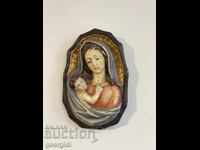 Ξυλογλυπτική / πάνελ Madonna and Child. #6436