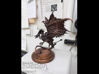 Souvenir statuette "Dragon with rider". Copper electroplating.