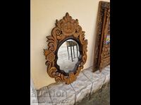 Great antique English wood carving mirror