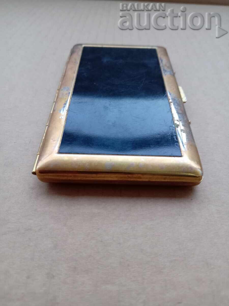 Auction retro vintage bronze business card holder with mirror cigarette case box Auction retro vintage bronze business card holder with mirror cigarette case box