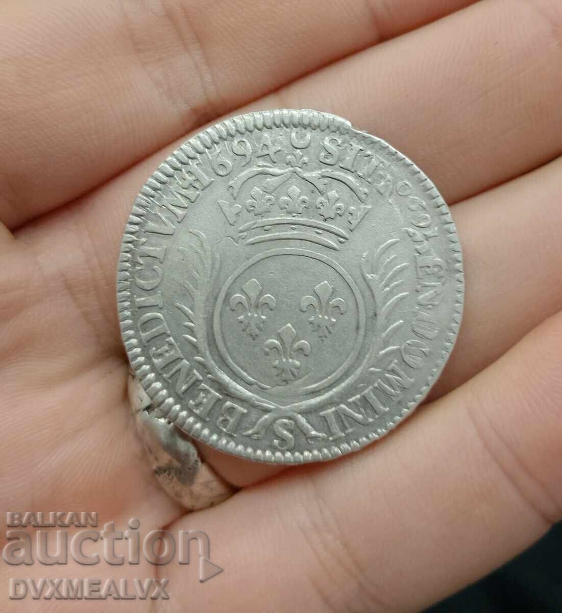 Delivery of 1/2 Ecu of King Louis XIV - 1694. READ THE DESCRIPTION Delivery of 1/2 Ecu of King Louis XIV - 1694. READ THE DESCRIPTION