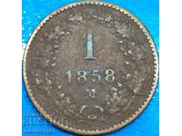 1 Kreuzer 1858 M - Milan Austria for Italy - rare