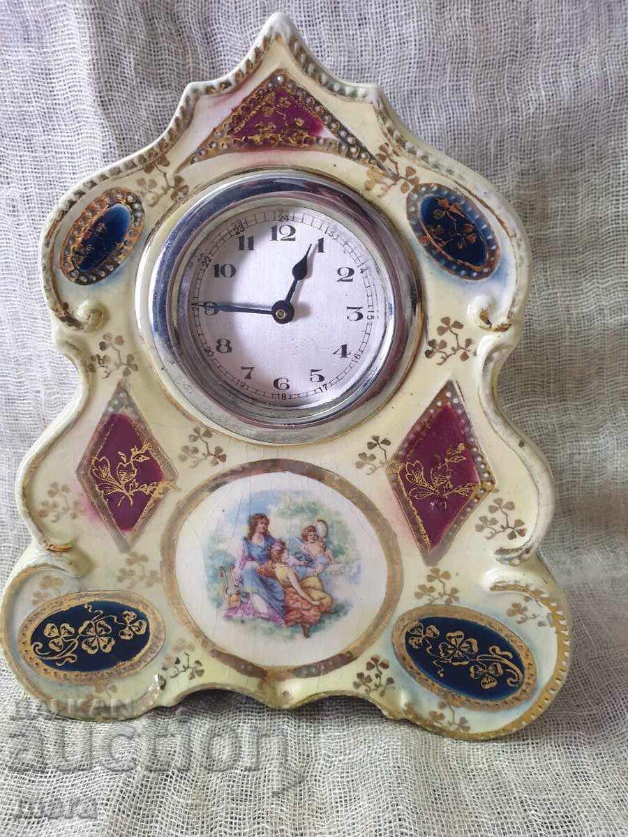 Antique Renaissance porcelain mantel clock Antique Renaissance porcelain mantel clock