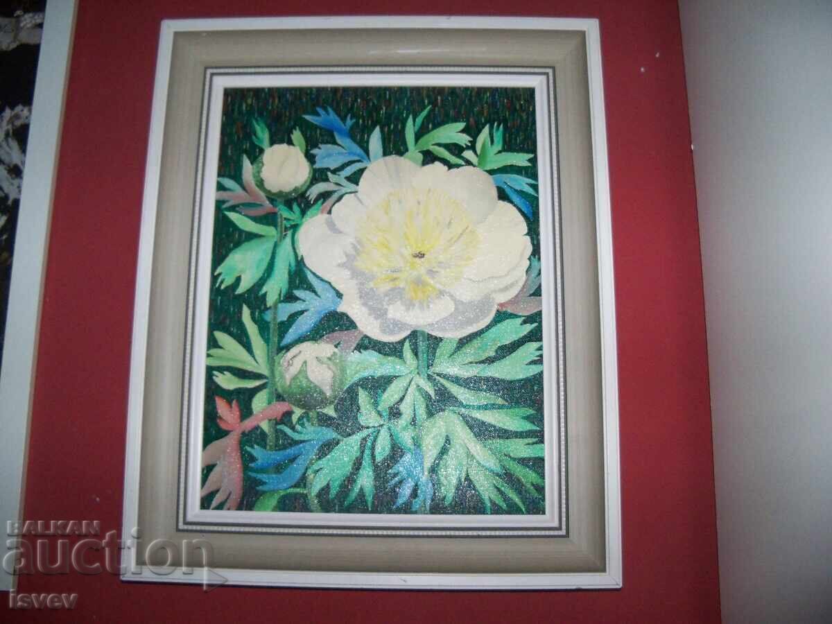 Very beautiful oil painting Peony with price 119.00 BGN | € 60.84