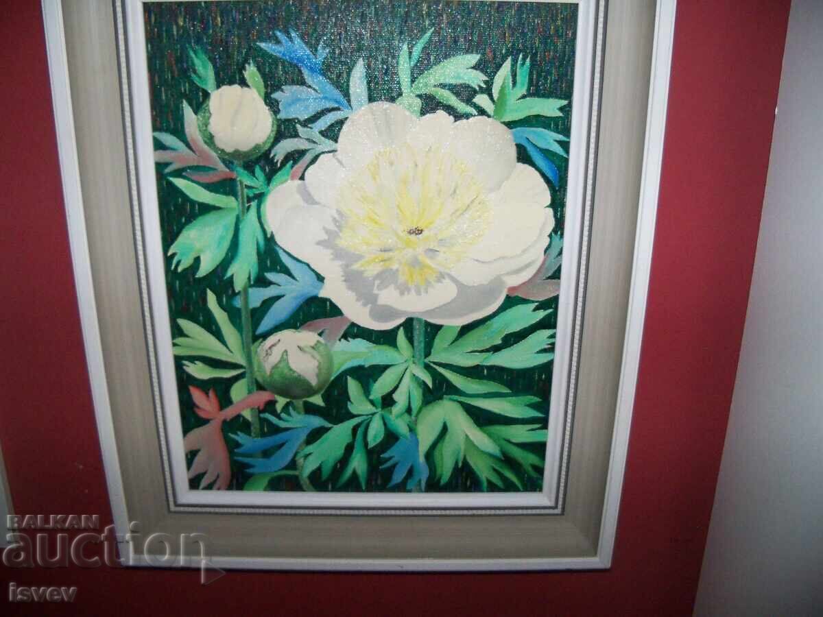 Auction  Very beautiful oil painting Peony