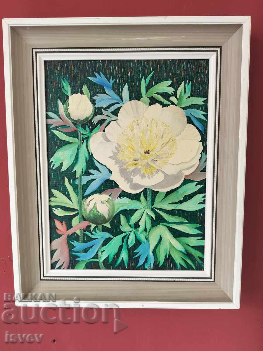 Very beautiful oil painting Peony - 6