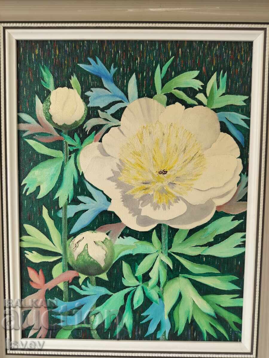 Very beautiful oil painting Peony - 7