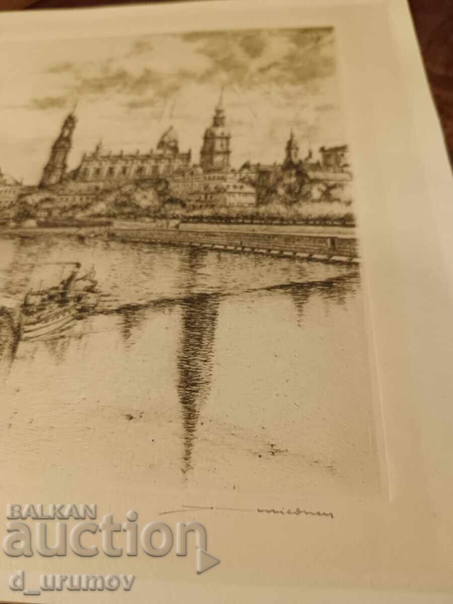 Beautiful etching by German graphic artist Albin Mildner–c. 1930 - 7 Beautiful etching by German graphic artist Albin Mildner–c. 1930 - 7