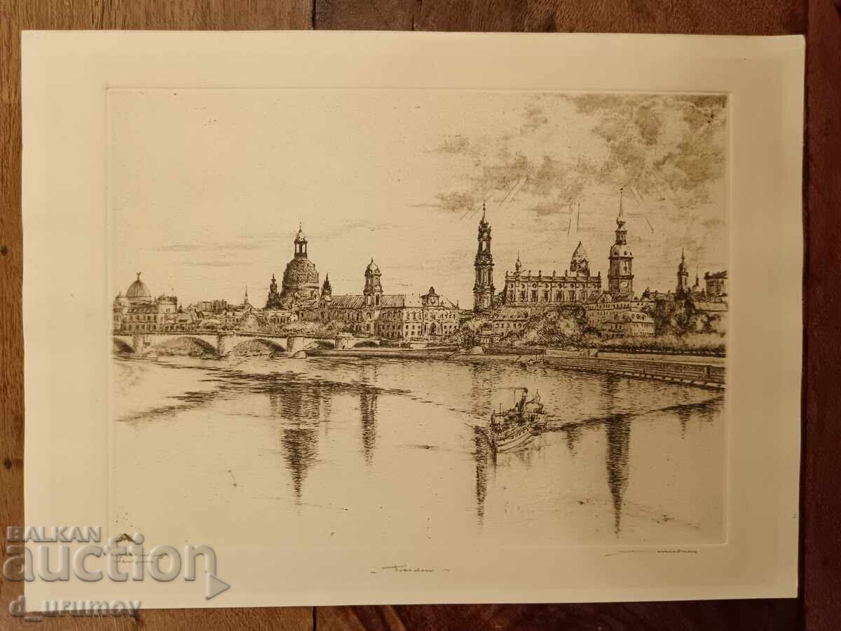 Beautiful etching by German graphic artist Albin Mildner–c. 1930 Beautiful etching by German graphic artist Albin Mildner–c. 1930