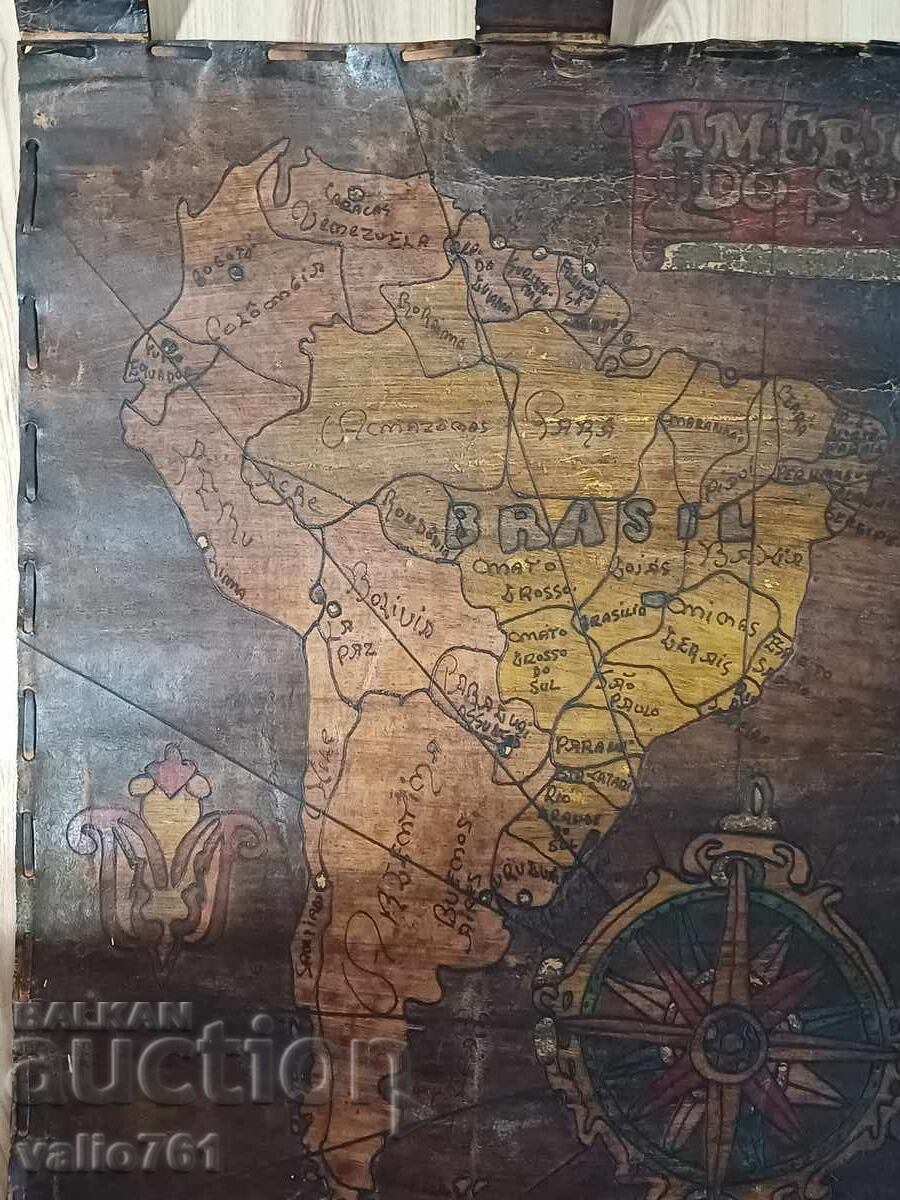 Auction UNIQUE!!! OLD LEATHER MAP HANDMADE SOUTH AMERICA Auction UNIQUE!!! OLD LEATHER MAP HANDMADE SOUTH AMERICA
