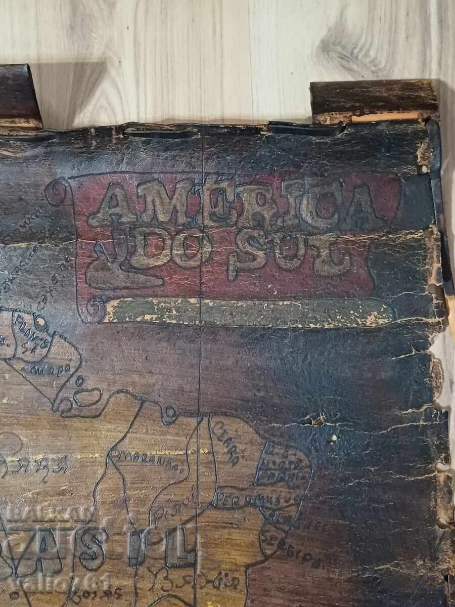 Delivery of UNIQUE!!! OLD LEATHER MAP HANDMADE SOUTH AMERICA Delivery of UNIQUE!!! OLD LEATHER MAP HANDMADE SOUTH AMERICA