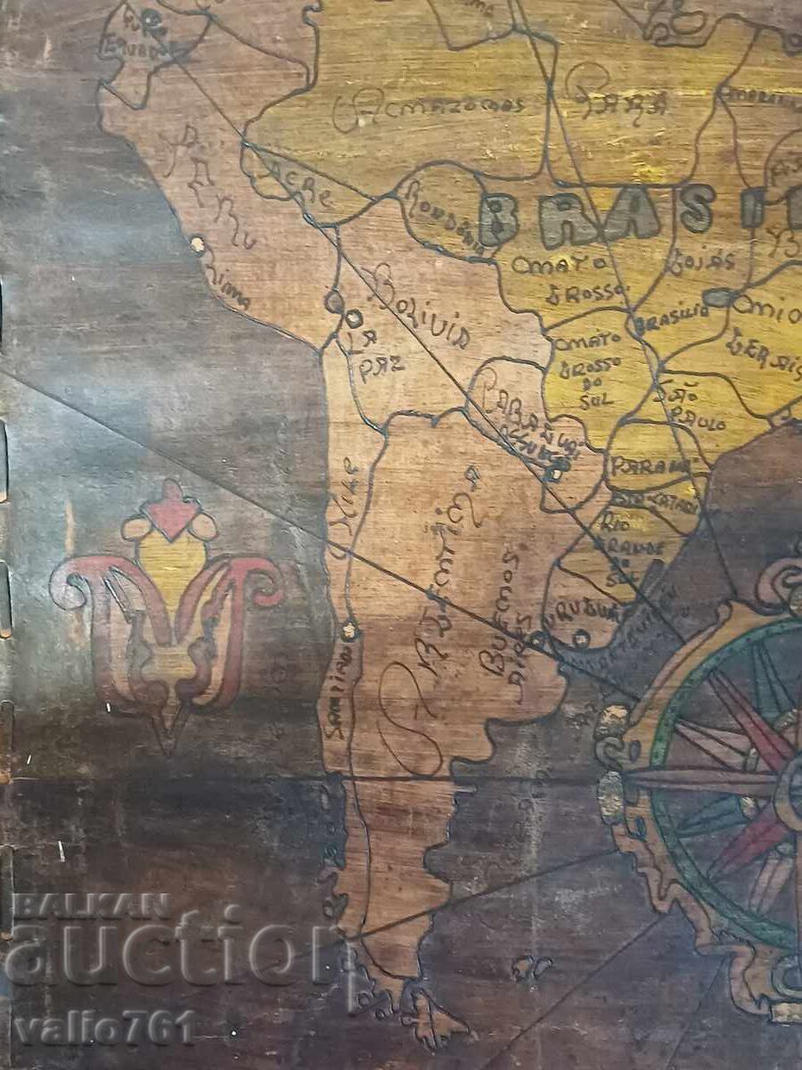 UNIQUE!!! OLD LEATHER MAP HANDMADE SOUTH AMERICA - 7 UNIQUE!!! OLD LEATHER MAP HANDMADE SOUTH AMERICA - 7