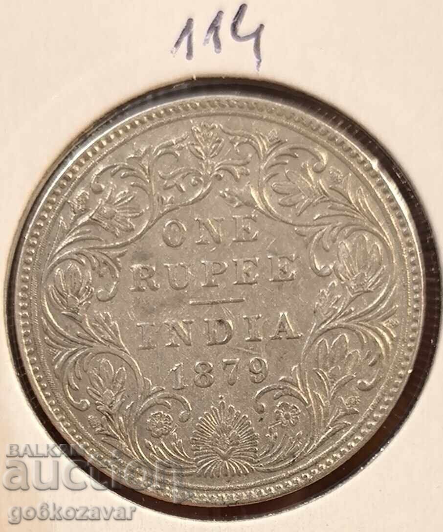 Британска Индия 1 рупия 1879г Сребро ! Рядка ! Британска Индия 1 рупия 1879г Сребро ! Рядка !