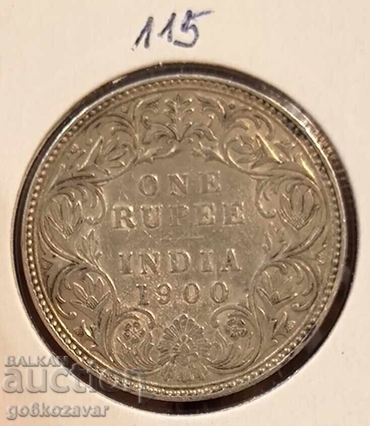 Βρετανική Ινδία 1 ρουπία 1900 ασήμι! Σπάνιος! Βρετανική Ινδία 1 ρουπία 1900 ασήμι! Σπάνιος!
