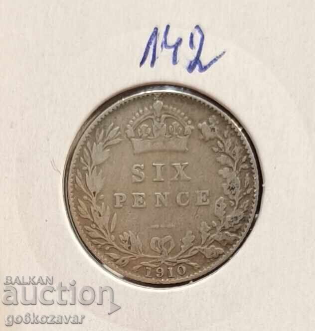 Great Britain 6 pence 1910 Silver! Great Britain 6 pence 1910 Silver!
