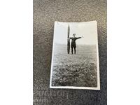 Old military photo pilot uniform propeller from an airplane