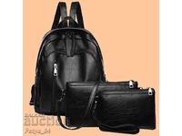 Women's backpack made of high-quality leather with a small bag as a gift