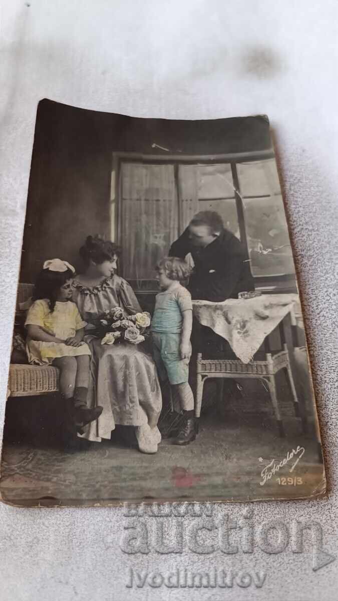 Postcard Man Woman Baby Boy and Girl