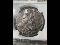 Great Britain, 1 crown, 1887 NGC MS61. Circulation: 173,000