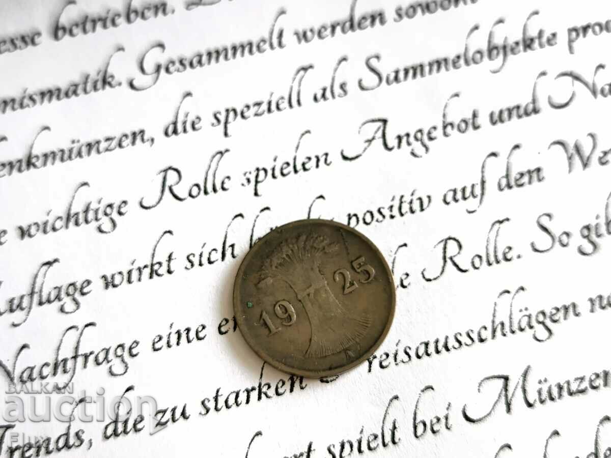 Reich Coin - Germany - 1 Pfennig | 1925; Series A with price 3.00 BGN | € 1.53 Reich Coin - Germany - 1 Pfennig | 1925; Series A with price 3.00 BGN | € 1.53