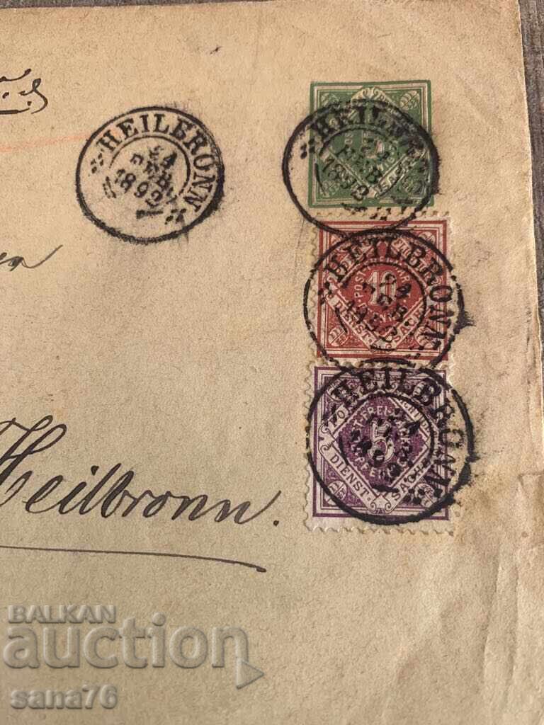 Plic de călătorie rar din Germania (Württemberg) - 1892 - 2 cu preț 15.00 BGN | € 7.67 Plic de călătorie rar din Germania (Württemberg) - 1892 - 2 cu preț 15.00 BGN | € 7.67