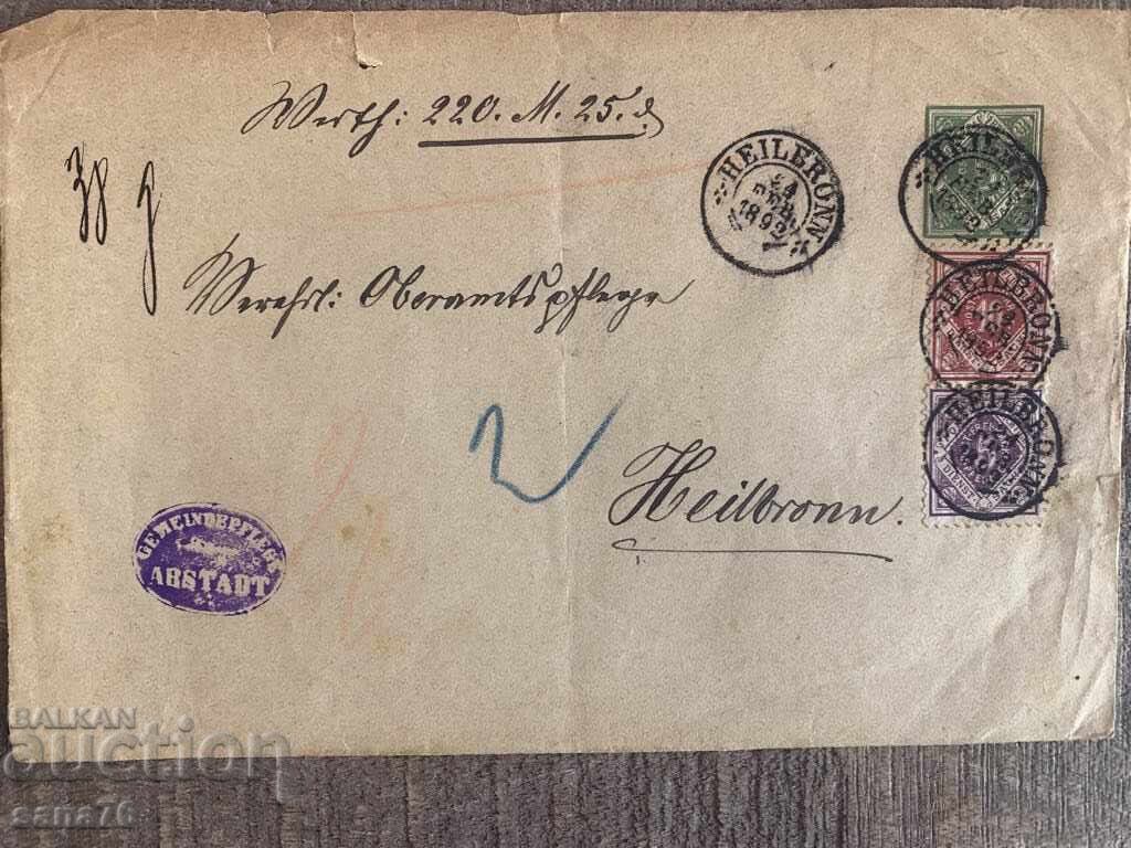 Plic de călătorie rar din Germania (Württemberg) - 1892 - 2 Plic de călătorie rar din Germania (Württemberg) - 1892 - 2