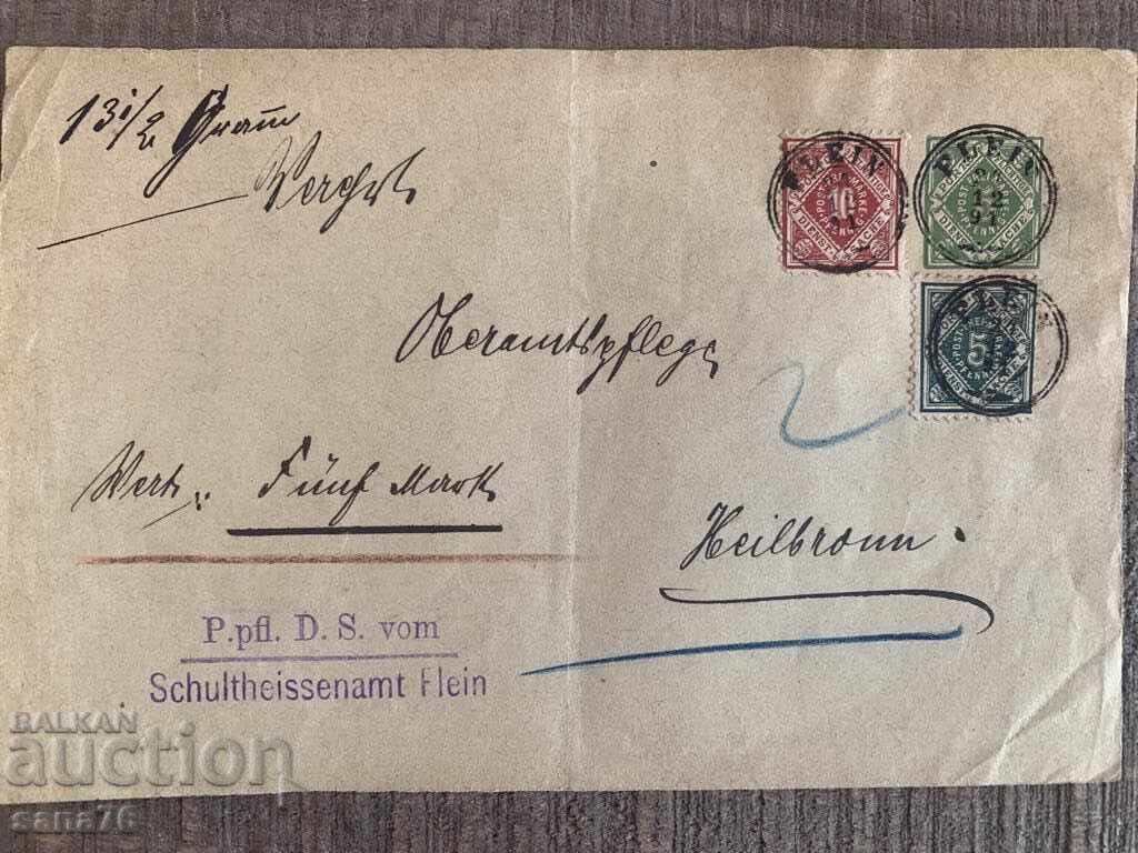 Plic de călătorie rar din Germania (Württemberg) - 1892-3 Plic de călătorie rar din Germania (Württemberg) - 1892-3