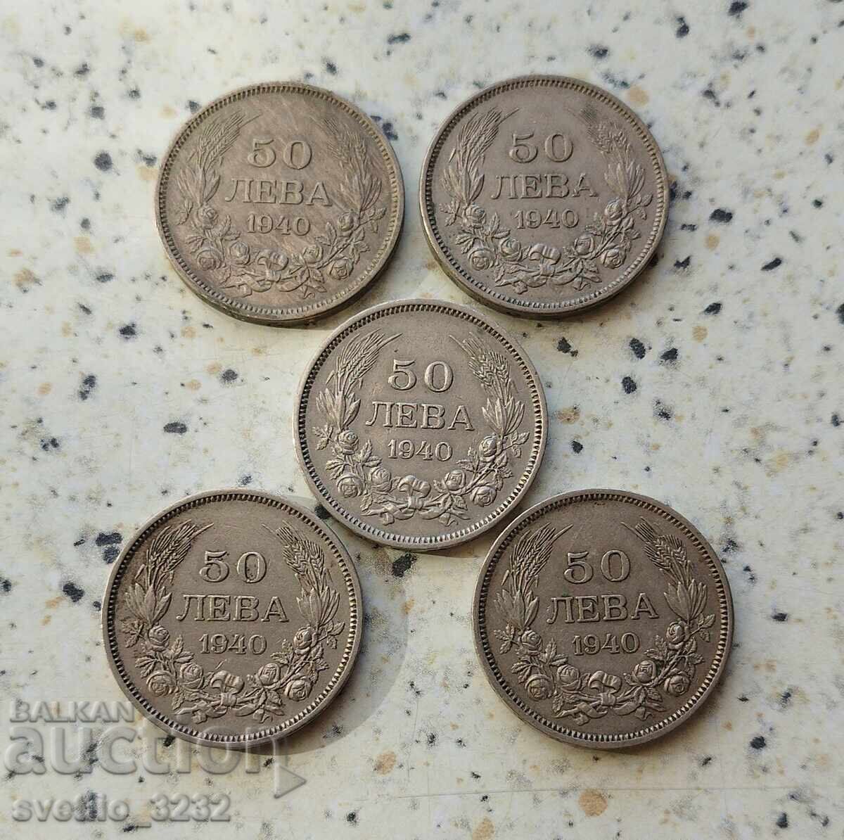 Lot 50 leva 1940 5 pcs