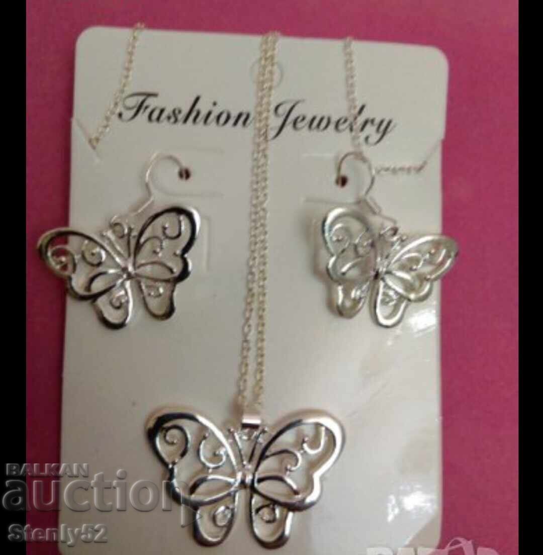Fashion jewelry butterfly necklace with earrings Fashion jewelry butterfly necklace with earrings