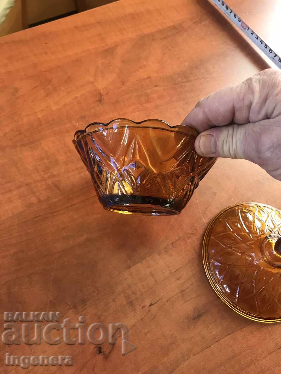 SUGAR BOWL GLASS RELIEF COLORED FROM SOCA with price 24.00 BGN | € 12.27 SUGAR BOWL GLASS RELIEF COLORED FROM SOCA with price 24.00 BGN | € 12.27