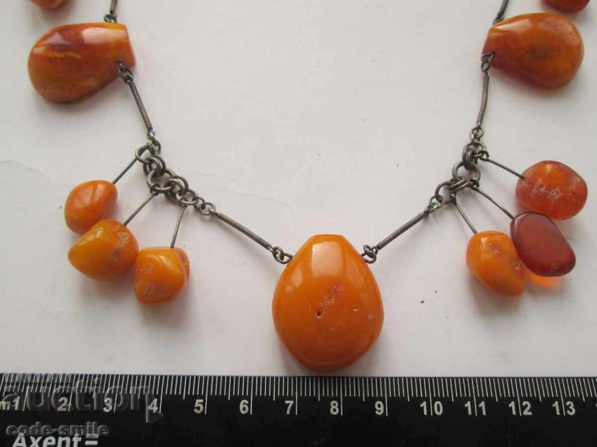 Auction Old silver women's amber necklace, amber necklace, USSR Auction Old silver women's amber necklace, amber necklace, USSR