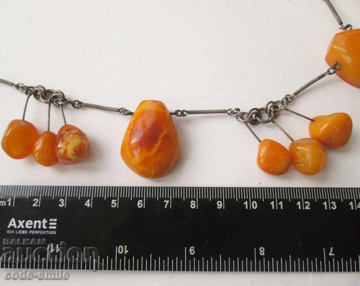 Old silver women's amber necklace, amber necklace, USSR - 5 Old silver women's amber necklace, amber necklace, USSR - 5