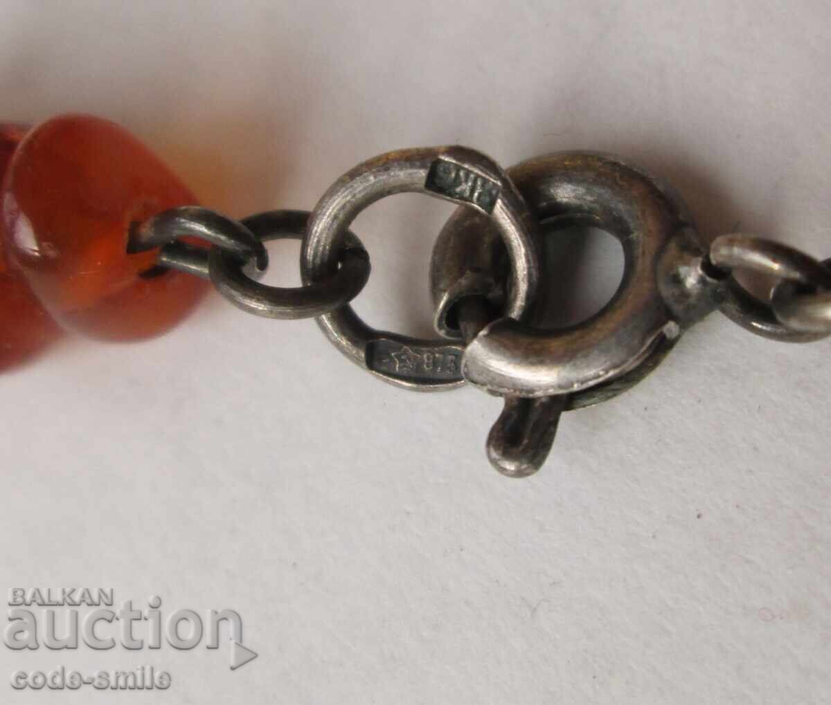 Old silver women's amber necklace, amber necklace, USSR - 6 Old silver women's amber necklace, amber necklace, USSR - 6