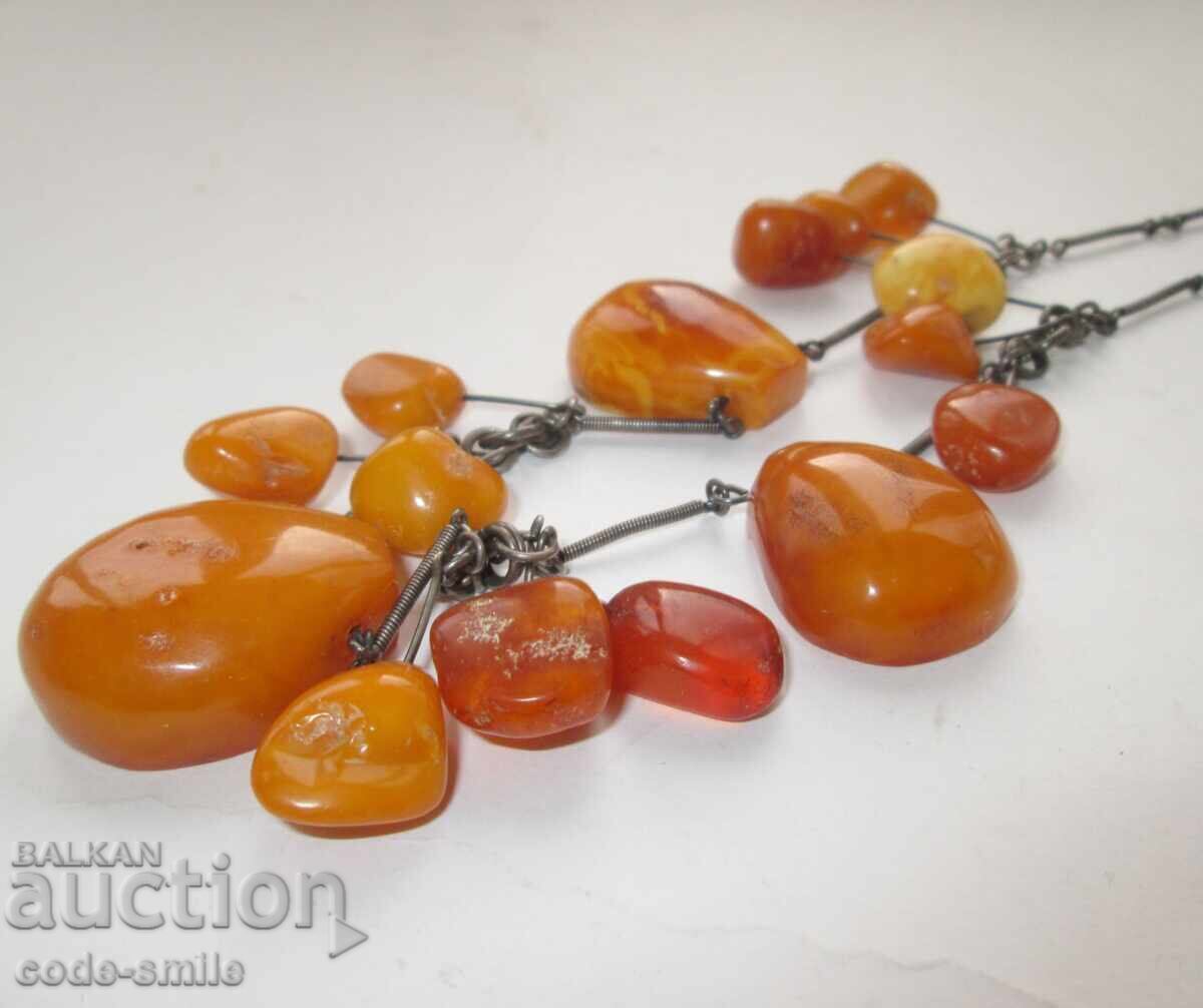 Old silver women's amber necklace, amber necklace, USSR - 7 Old silver women's amber necklace, amber necklace, USSR - 7