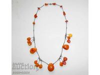 Old silver women's amber necklace, amber necklace, USSR