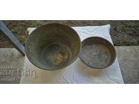 SCALE - PAIR OF OLD BRASS BOWLS