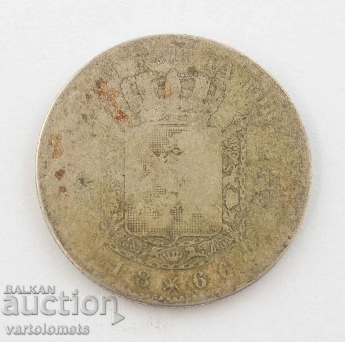 2 Francs 1866 - Belgium › King Leopold II 2 Francs 1866 - Belgium › King Leopold II