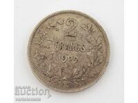 2 Francs 1909 - Belgium › King Leopold II, 'DES BELGES'