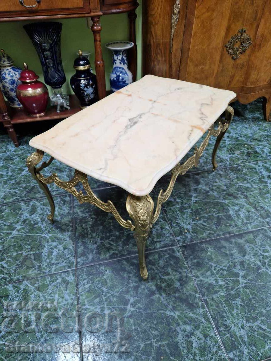 Delivery of Beautiful Belgian bronze table with onyx