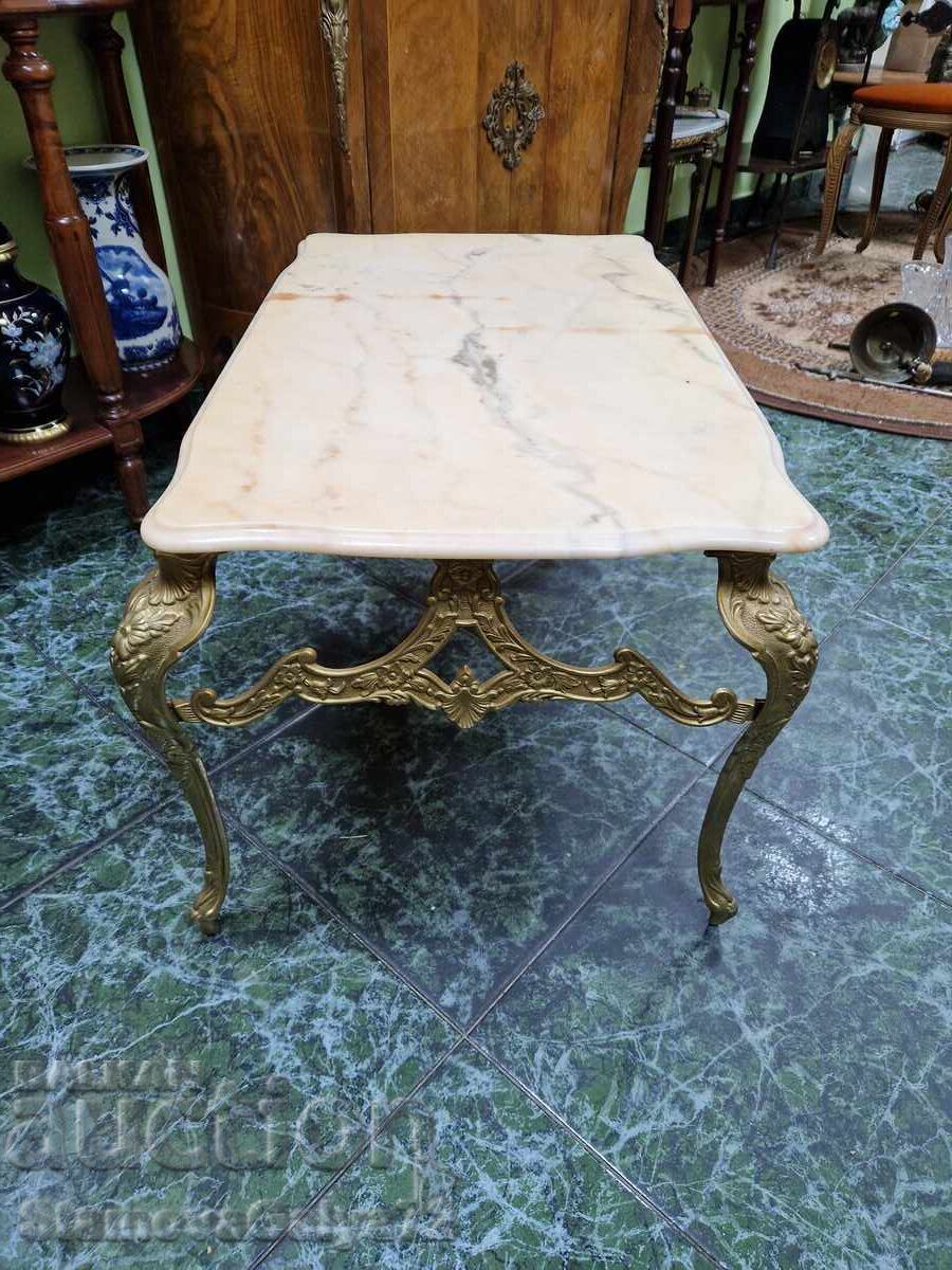 Beautiful Belgian bronze table with onyx - 5