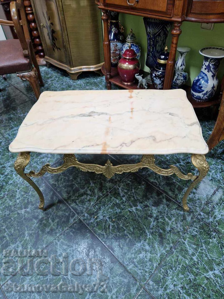 Beautiful Belgian bronze table with onyx