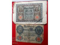 Bancnotă-Germania-lot 2 bucăți-100 mărci 1920 și 20 mărci 1914