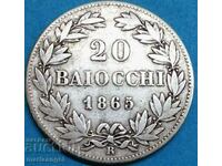 20 байочи 1865 Ватикан Пий XII 24мм сребро 2