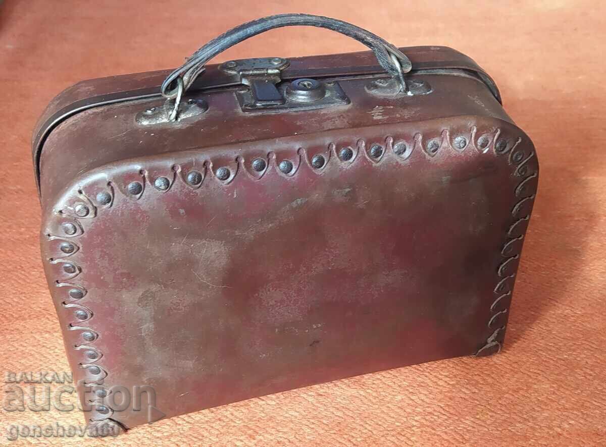 Auction Rarity!!!Antique small leather suitcase Auction Rarity!!!Antique small leather suitcase